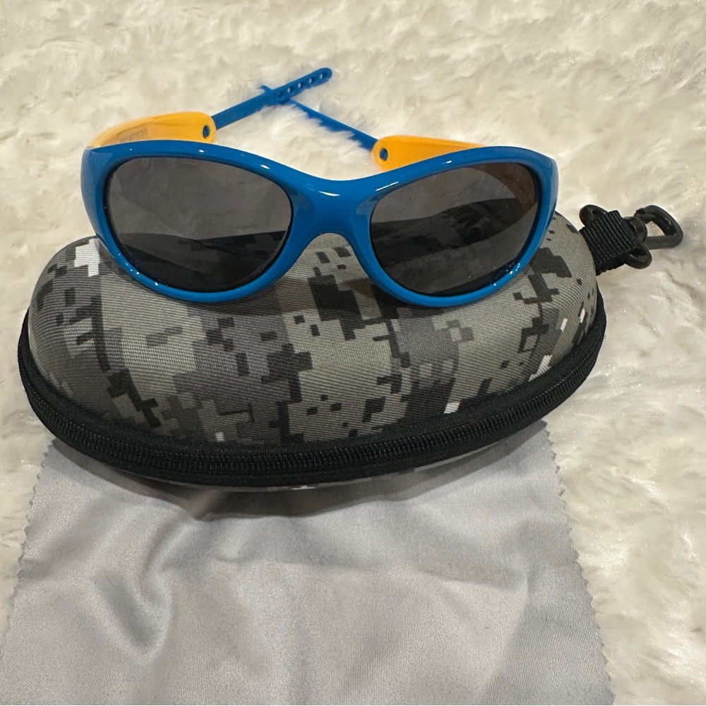 NorthStores Baby/Toddler Polarized UV Protection Sunglasses Blue/Yellow w/ Case